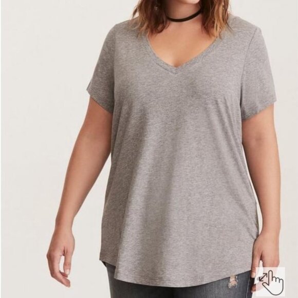 Torrid Tops - Torrid Size 3 Grey Girlfriend Heritage Slub V-Neck Tee